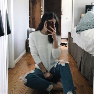 Adorable fuzzy white sweater